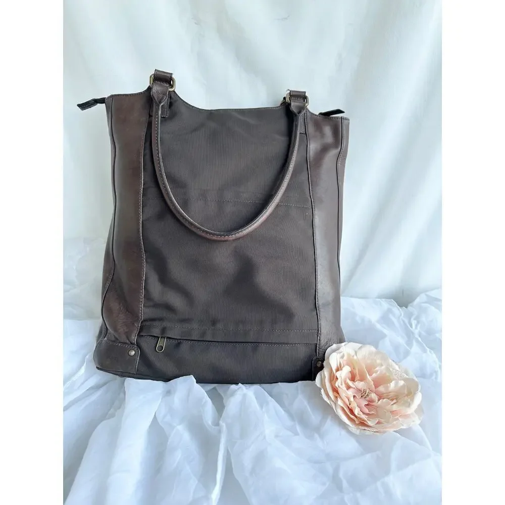 SOLO XL Brown Genuine leather & nylon Padded laptop bag briefcase unisex